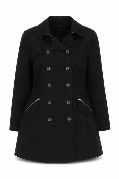ASOS Women's Black Double-Breasted Mid-Length Coat UK 12