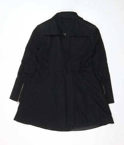 ASOS Women's Black Double-Breasted Mid-Length Coat UK 12