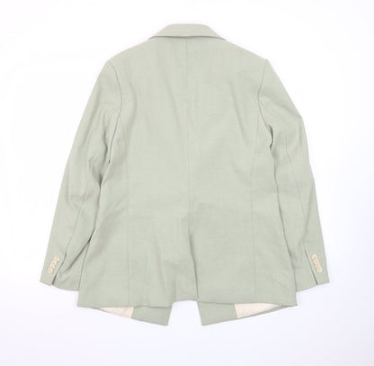 H&M Women Sage Green Single Breasted Blazer UK 14 Polyester Blend