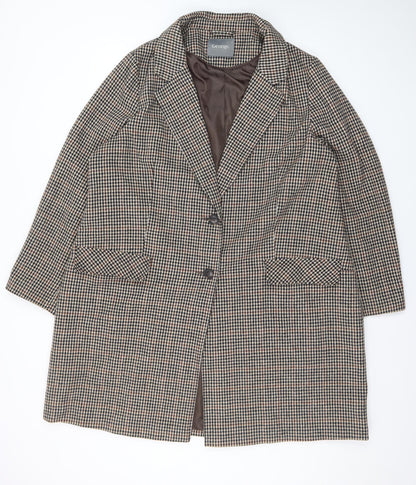 George Women’s Brown Houndstooth Long Coat Size 22 Classic Style