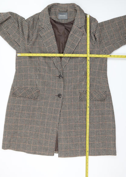George Women’s Brown Houndstooth Long Coat Size 22 Classic Style