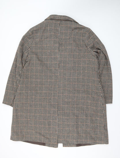 George Women’s Brown Houndstooth Long Coat Size 22 Classic Style