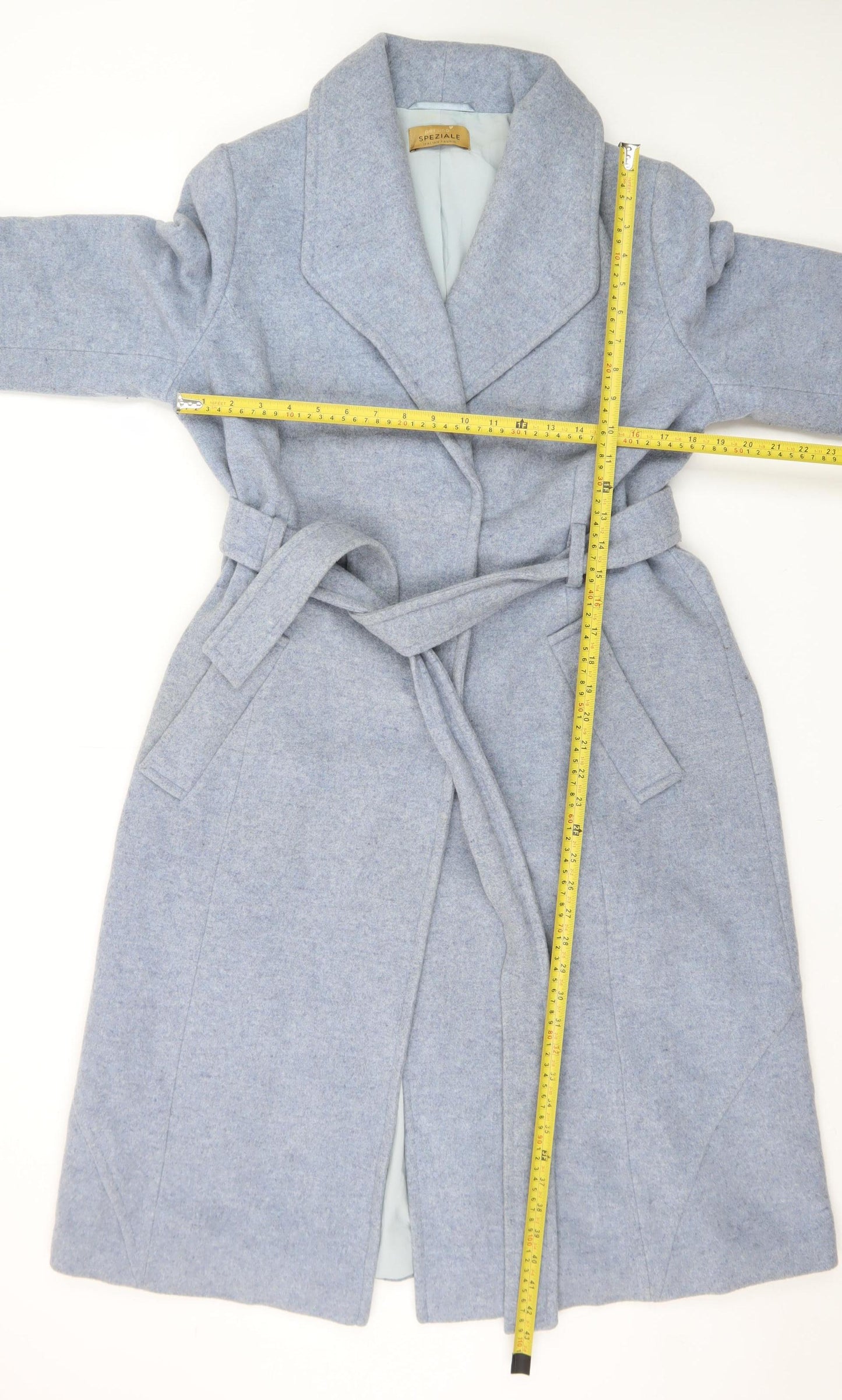 Marks and Spencer Women’s Ice Blue Wool Belted Long Coat Size 14