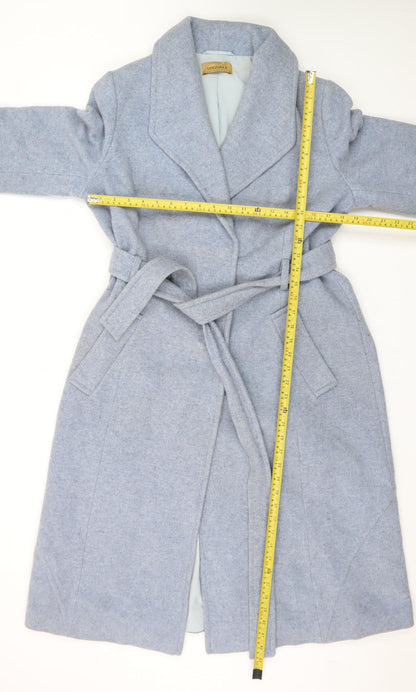 Marks and Spencer Women’s Ice Blue Wool Belted Long Coat Size 14