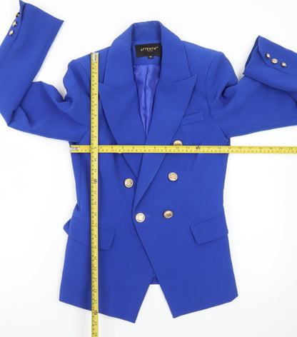 Attentif Paris Women's Blue Double-Breasted Blazer Size 8