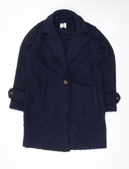 Tu Women’s Blue Mid-Length Overcoat Size 8 Lined Button Front