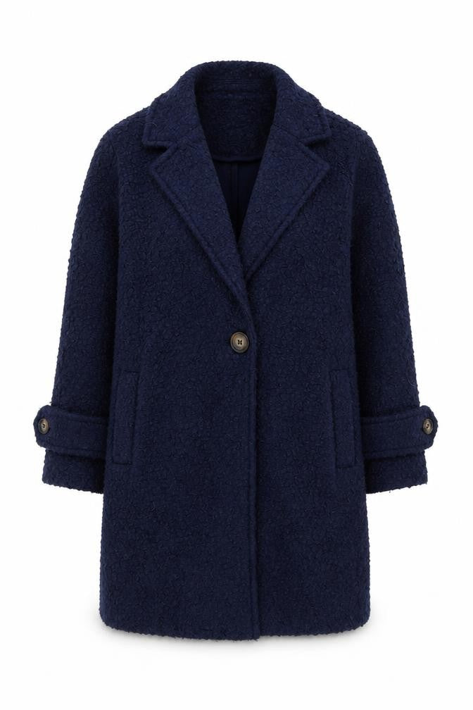 Tu Women’s Blue Mid-Length Overcoat Size 8 Lined Button Front