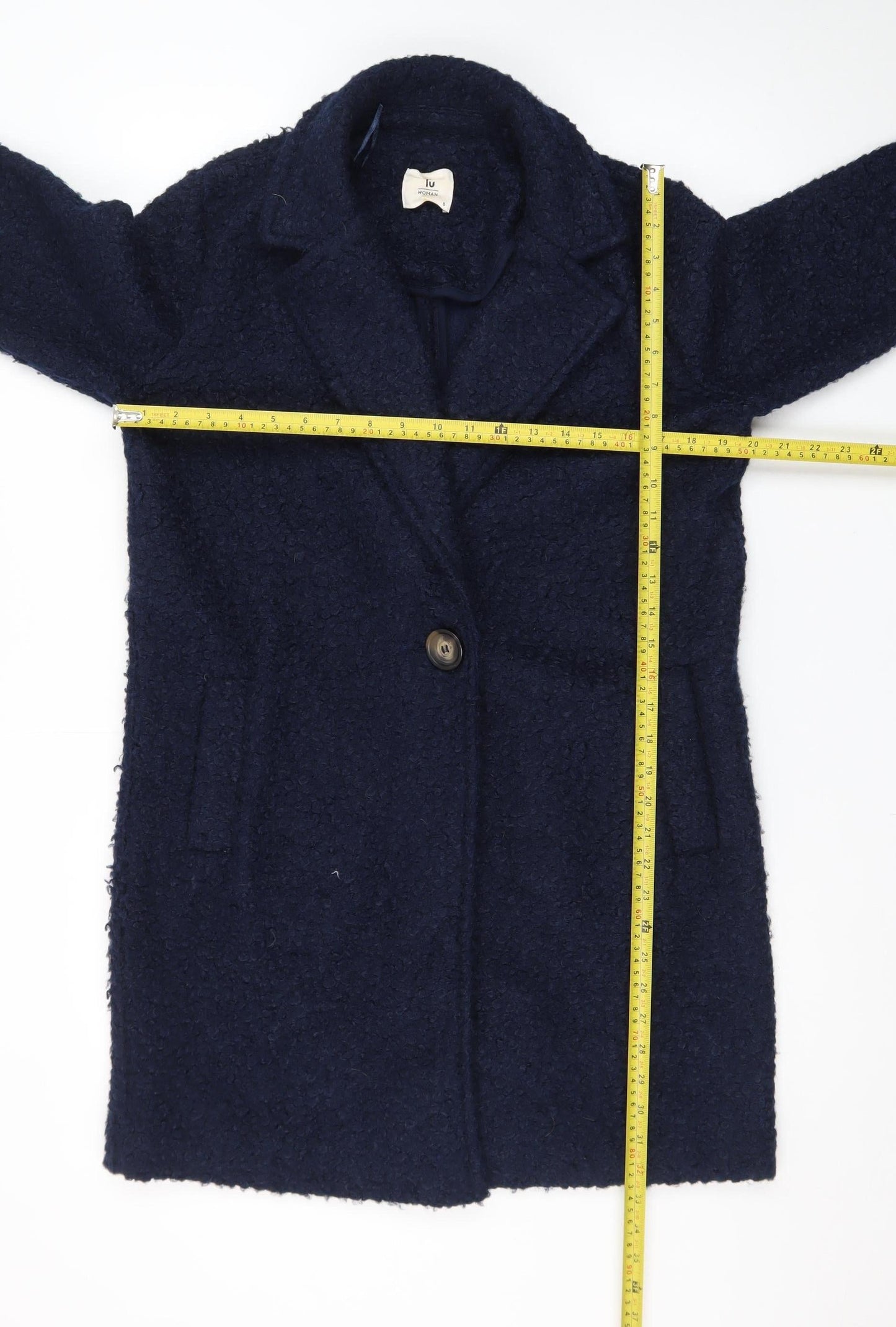 Tu Women’s Blue Mid-Length Overcoat Size 8 Lined Button Front