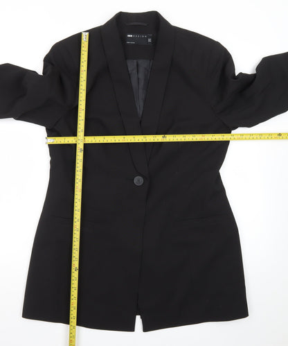 ASOS Design Women's Black Longline Shawl Collar Blazer UK 14