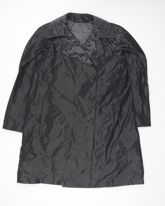 Calvin Klein Womens Black Wool Blend Double-Breasted Coat Size 18