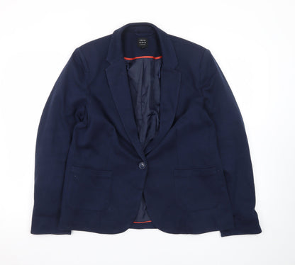John Lewis Women Navy Blue Size 14 Classic Single-Breasted Blazer