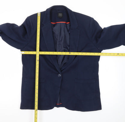 John Lewis Women Navy Blue Size 14 Classic Single-Breasted Blazer