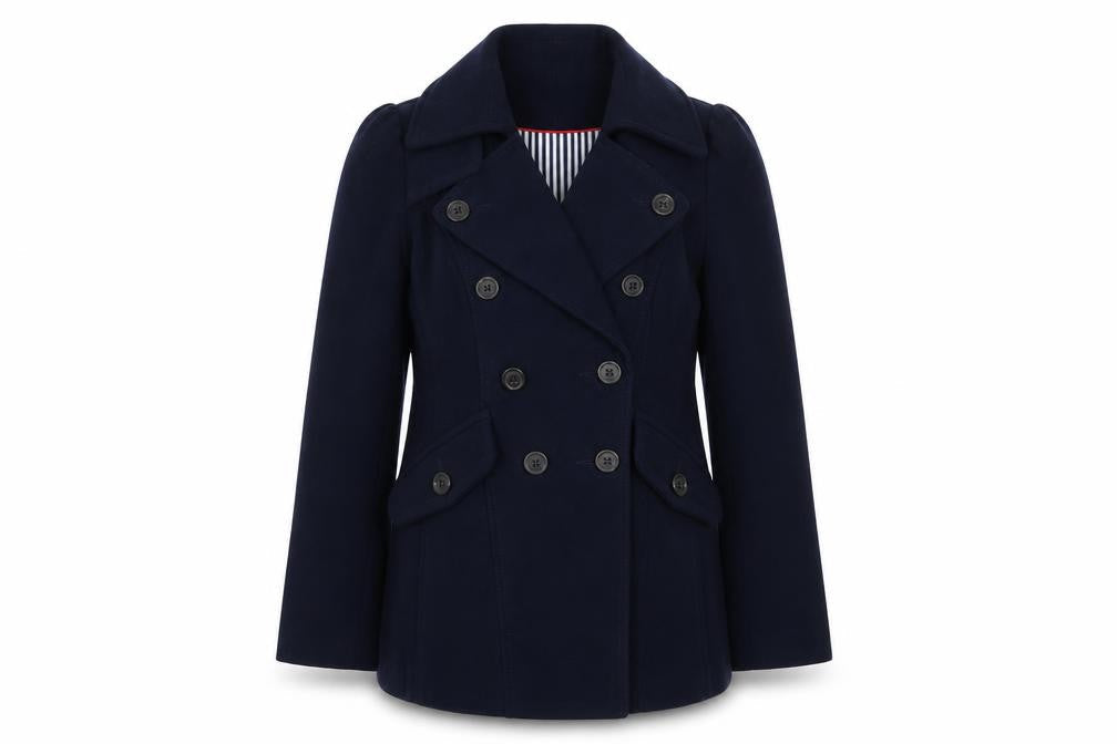 Next Women’s Blue Mid-Length Pea Coat Size 12 Double-Breasted