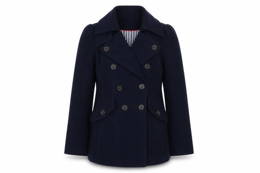 Next Women’s Blue Mid-Length Pea Coat Size 12 Double-Breasted