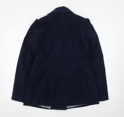 Next Women’s Blue Mid-Length Pea Coat Size 12 Double-Breasted