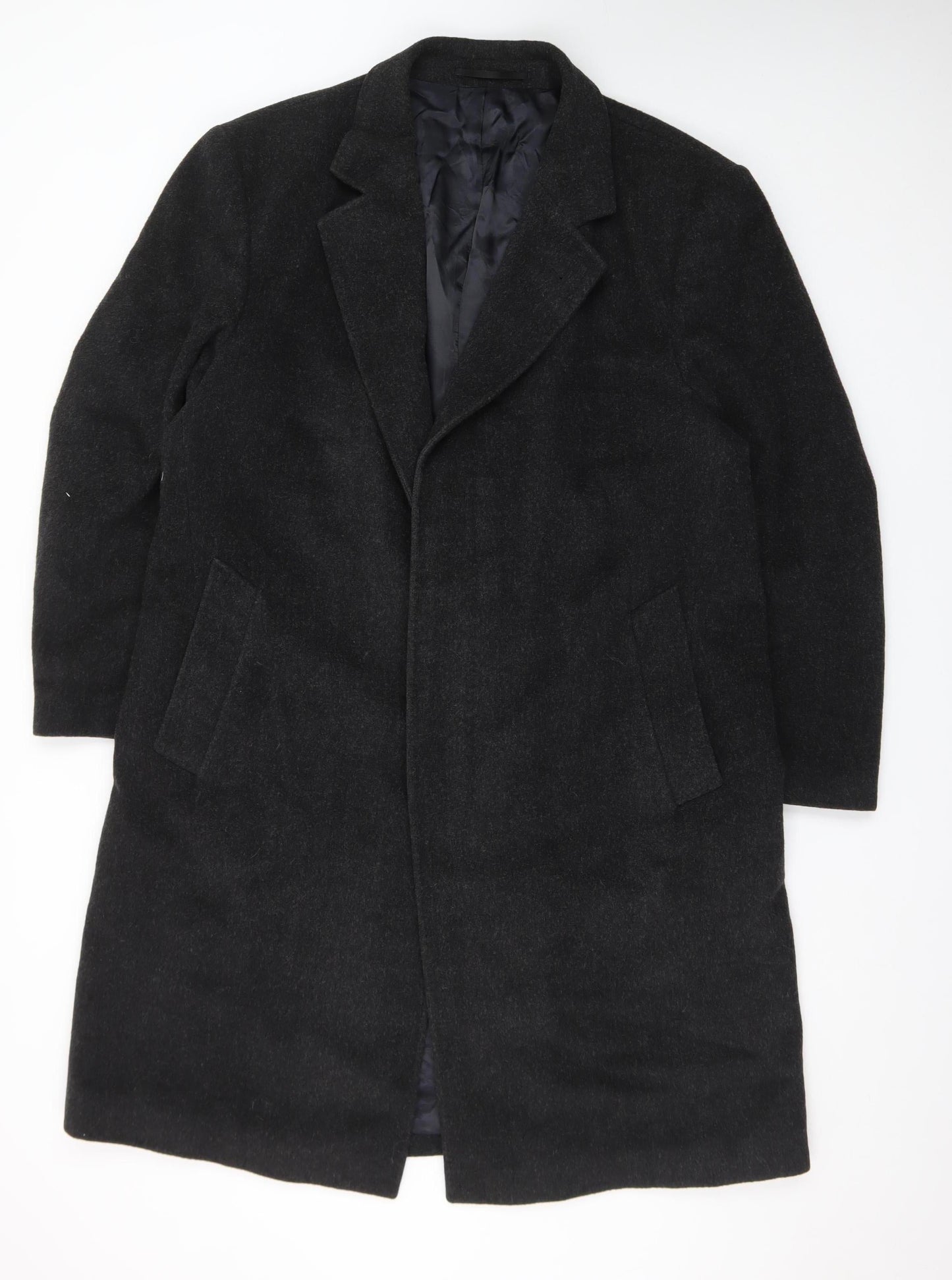 Varteks Men's Black Wool Blend Overcoat Size 42 Classic Formal Coat
