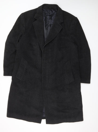 Varteks Men's Black Wool Blend Overcoat Size 42 Classic Formal Coat