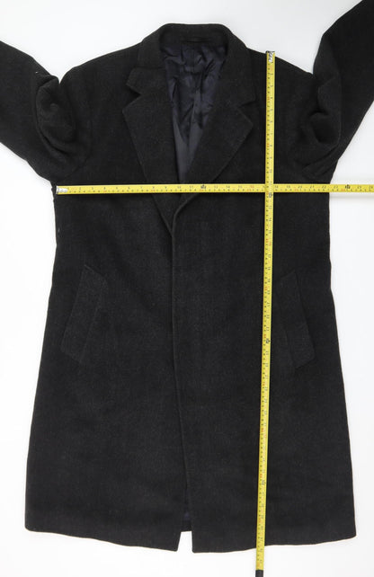 Varteks Men's Black Wool Blend Overcoat Size 42 Classic Formal Coat