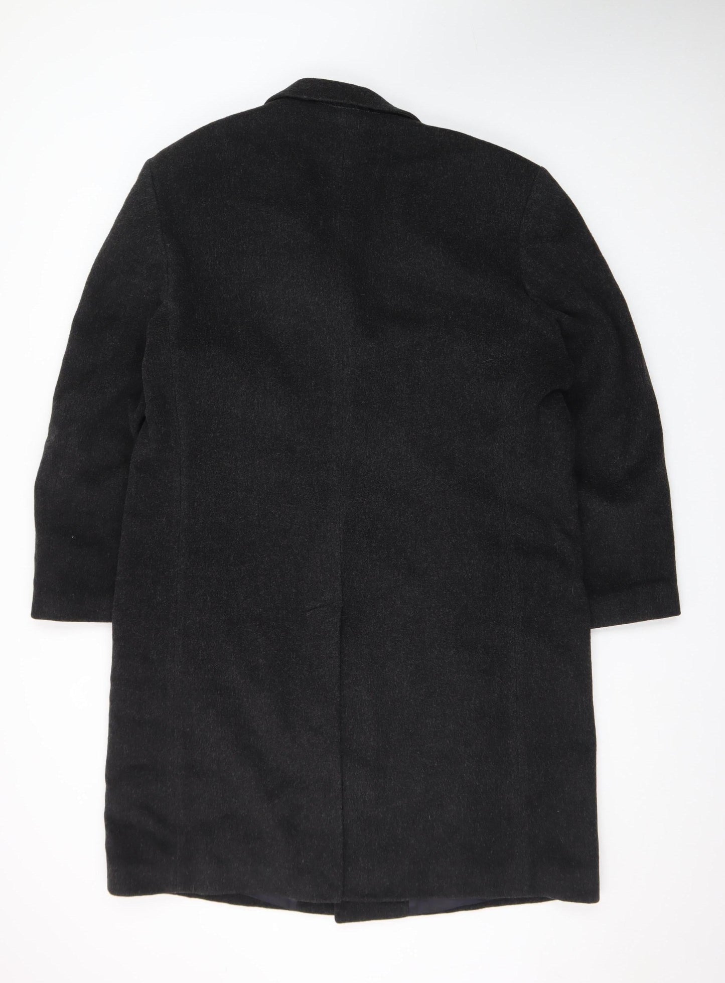 Varteks Men's Black Wool Blend Overcoat Size 42 Classic Formal Coat