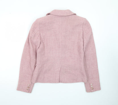 Cova Womens Pink Tweed Wool Blend Blazer Jacket Size 10