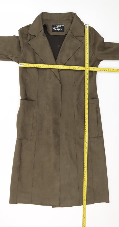 Massie Women’s Green Long Suede Overcoat in Size S