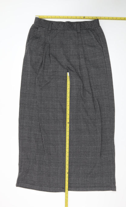 Halara Women's Grey Check Wide-Leg Stretch Trousers Size L