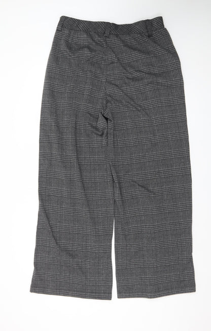 Halara Women's Grey Check Wide-Leg Stretch Trousers Size L