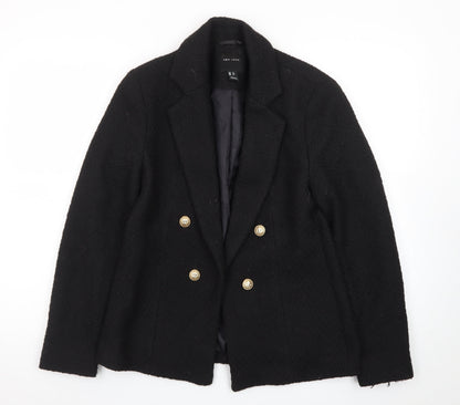New Look Women's Black Wool-Blend Double-Breasted Blazer Size 6