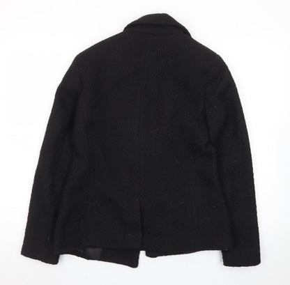New Look Women's Black Wool-Blend Double-Breasted Blazer Size 6