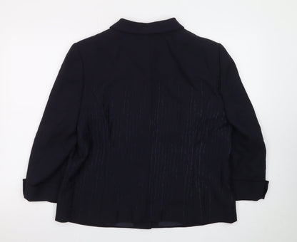 Basler Women Navy Blue Size 18 Classic Long Sleeve Suit Jacket