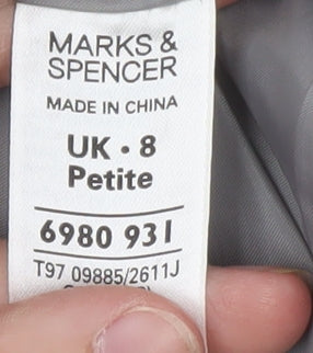Marks and Spencer Women Grey Petite UK 8 Classic Lined Blazer
