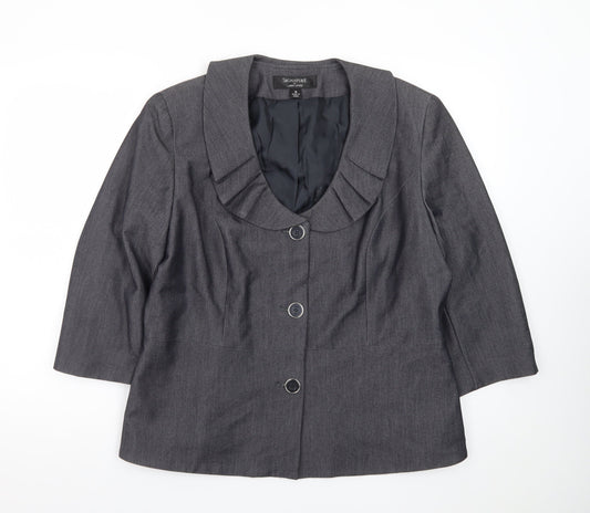 Larry Levine Women's Grey Size 18 Tailored 3/4 Sleeve Blazer