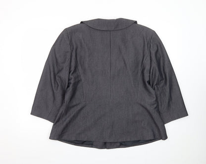 Larry Levine Women's Grey Size 18 Tailored 3/4 Sleeve Blazer