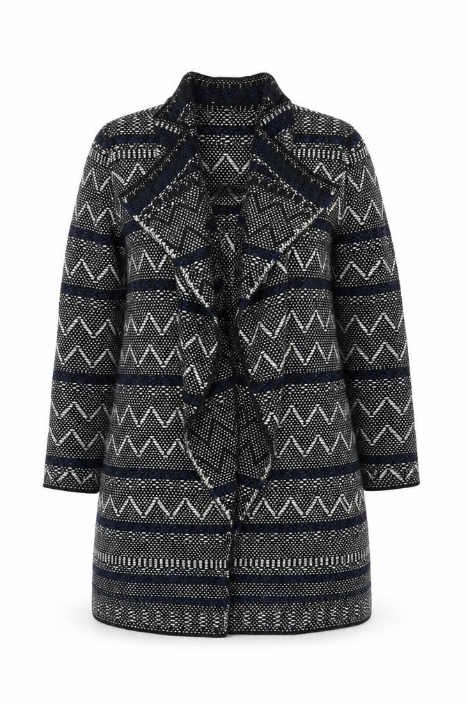 Soon Womens Black Geometric Knit Open Cardigan Size 14