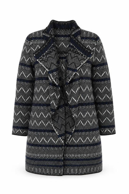 Soon Womens Black Geometric Knit Open Cardigan Size 14