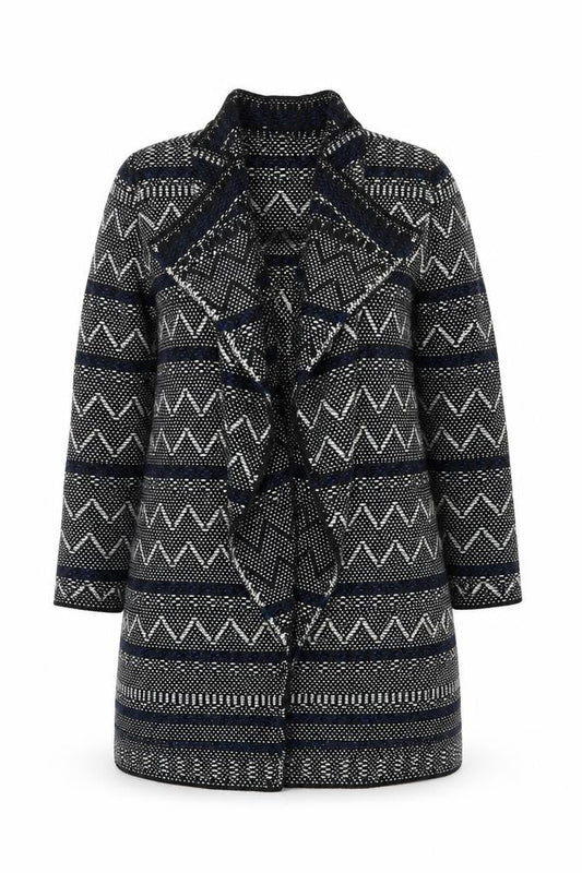 Soon Womens Black Geometric Knit Open Cardigan Size 14