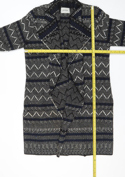 Soon Womens Black Geometric Knit Open Cardigan Size 14