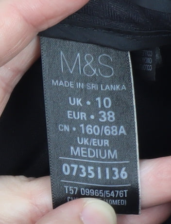 Marks and Spencer Women’s Black Size 10 Straight Leg Stretch Trousers