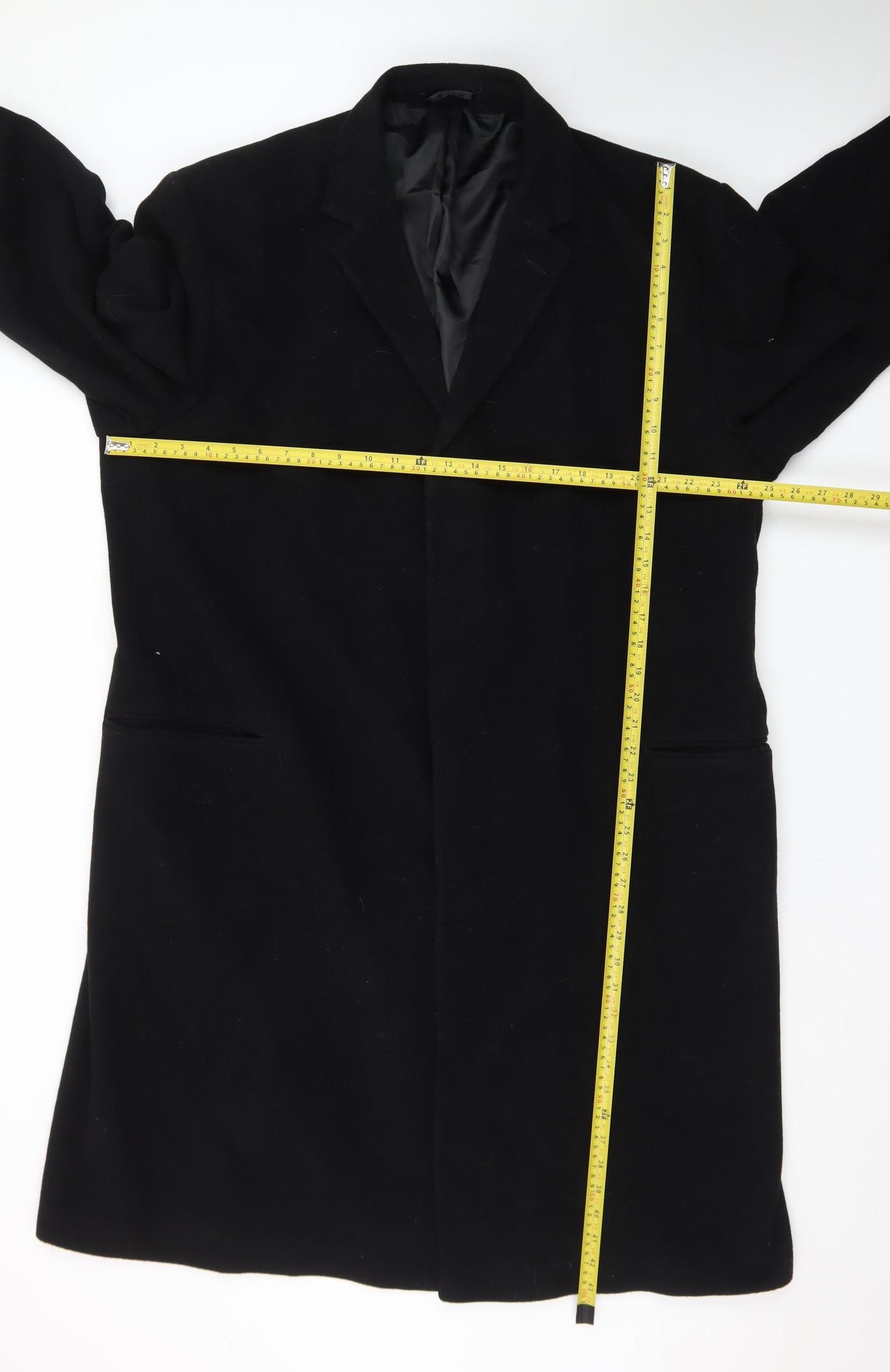 Karl Jackson Men's Black Wool Blend Long Overcoat Size 48 Regular