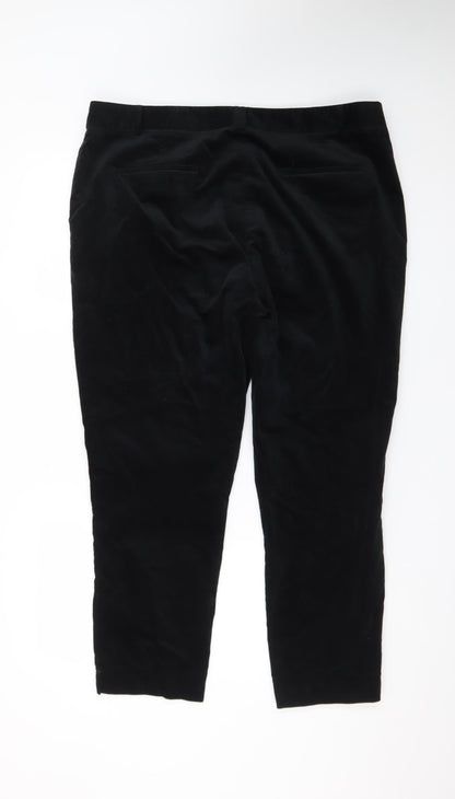 Laura Ashley Women's Black Cropped Velvet Slim Trousers Size 18