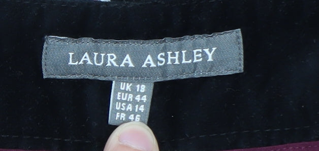 Laura Ashley Women's Black Cropped Velvet Slim Trousers Size 18