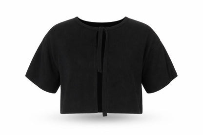 Sweewë Paris Womens Black Knit Lace-Up Cardigan M