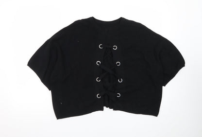 Sweewë Paris Womens Black Knit Lace-Up Cardigan M