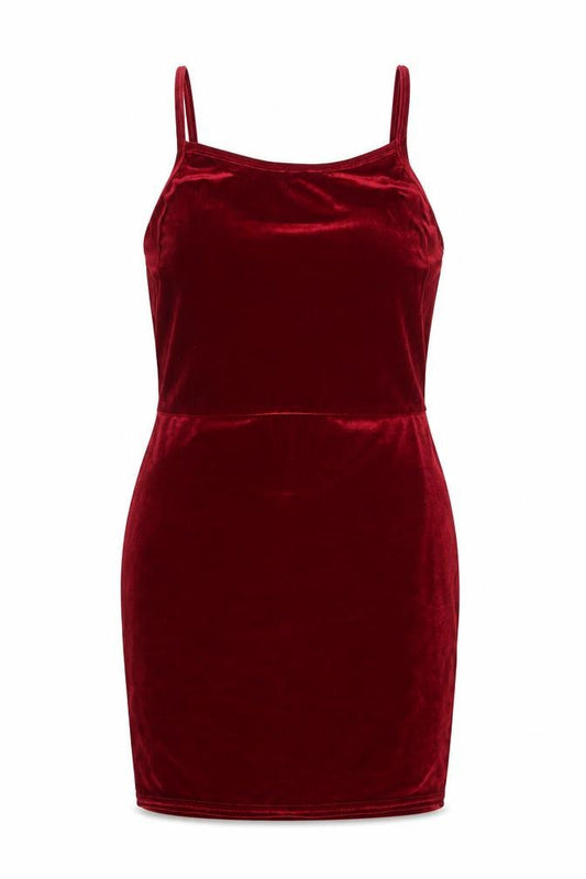 PRETTYLITTLETHING Women Red Velvet Bodycon Dress Size 12