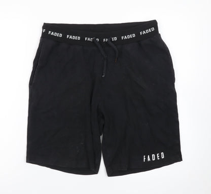 FADED Men's Black Sweat Shorts Size M Drawstring Waist Casual