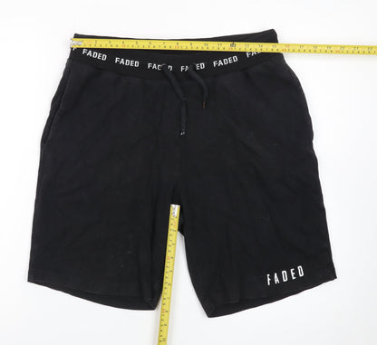 FADED Men's Black Sweat Shorts Size M Drawstring Waist Casual