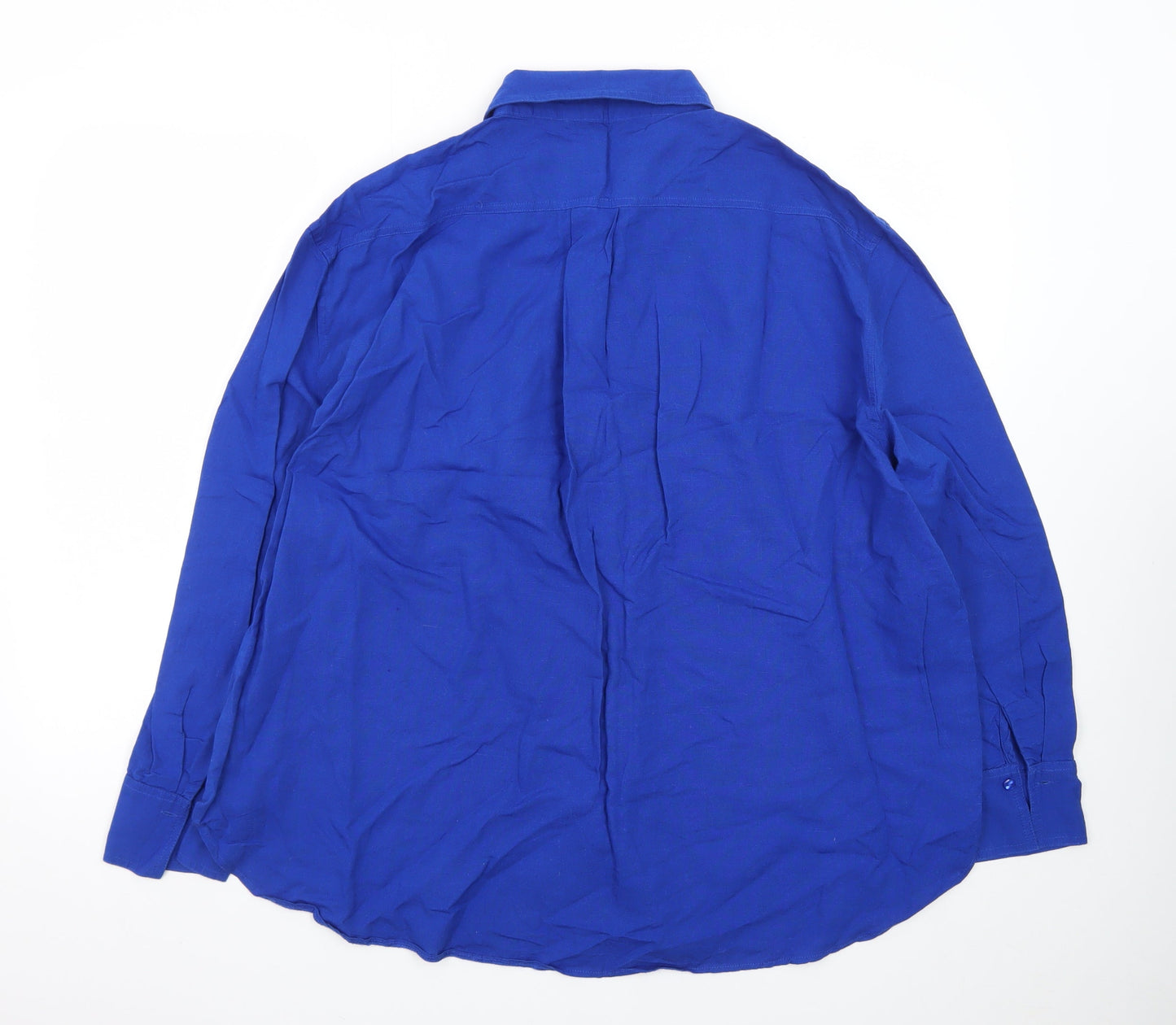 New Look Men's Blue Cotton Long Sleeve Button-Up Shirt Size 16