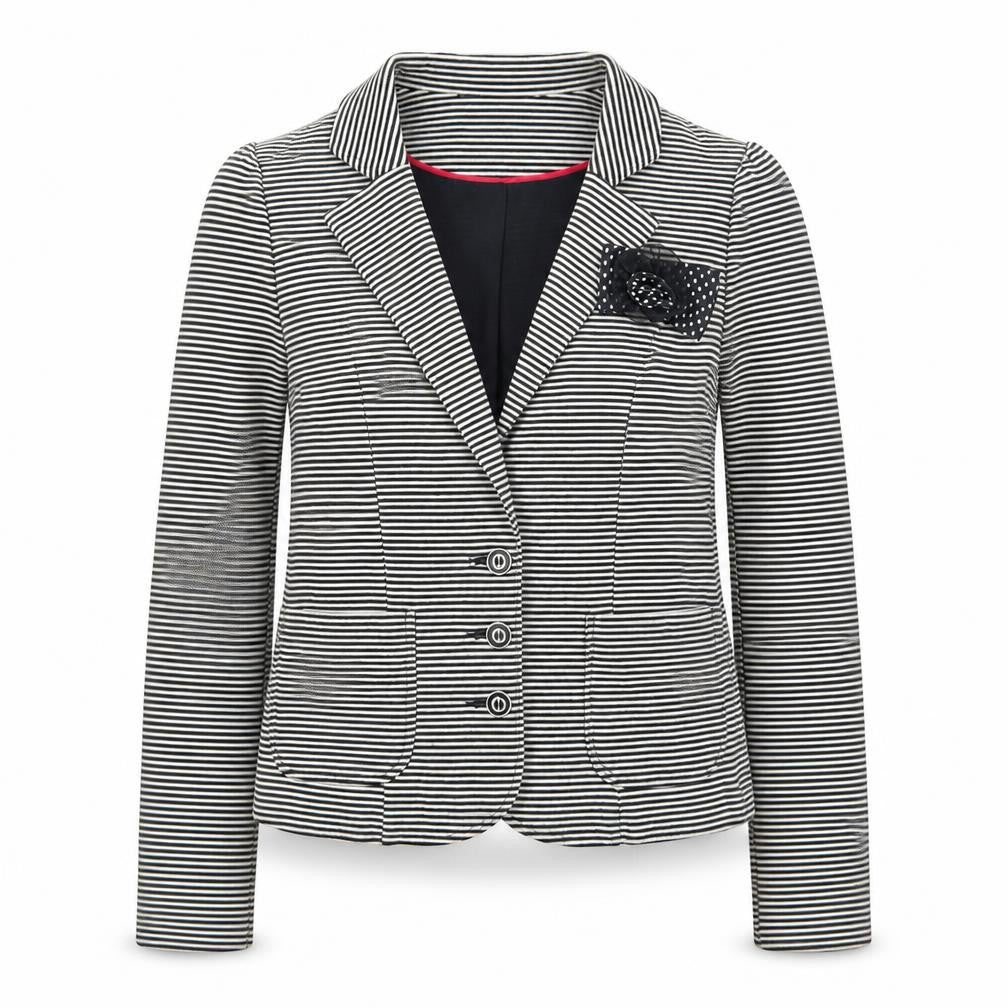 Red Herring Women Black White Striped Blazer Size 10 Classic Tailored Jacket