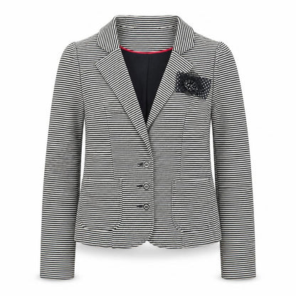 Red Herring Women Black White Striped Blazer Size 10 Classic Tailored Jacket