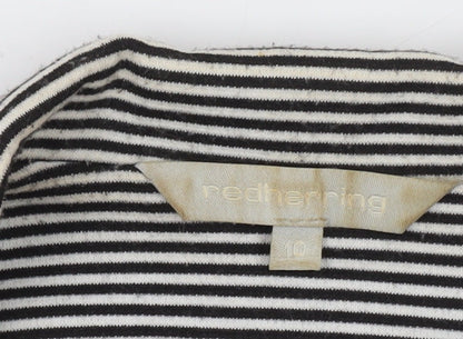 Red Herring Women Black White Striped Blazer Size 10 Classic Tailored Jacket